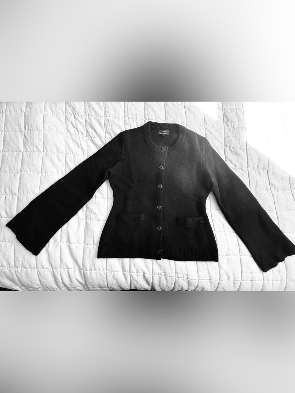 Quince Mongolian Cashmere Structured Cardigan Black M NWOT